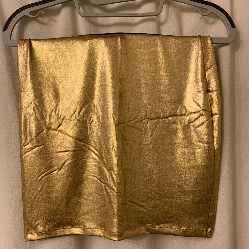 Gold mini skirt / tube top